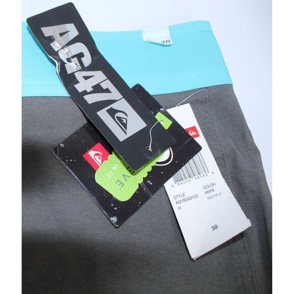 Quick Silver Swim Shorts Men's 38 Gray Blue Scotch Guard Pockets Swimwear Beach - Picture 6 of 12